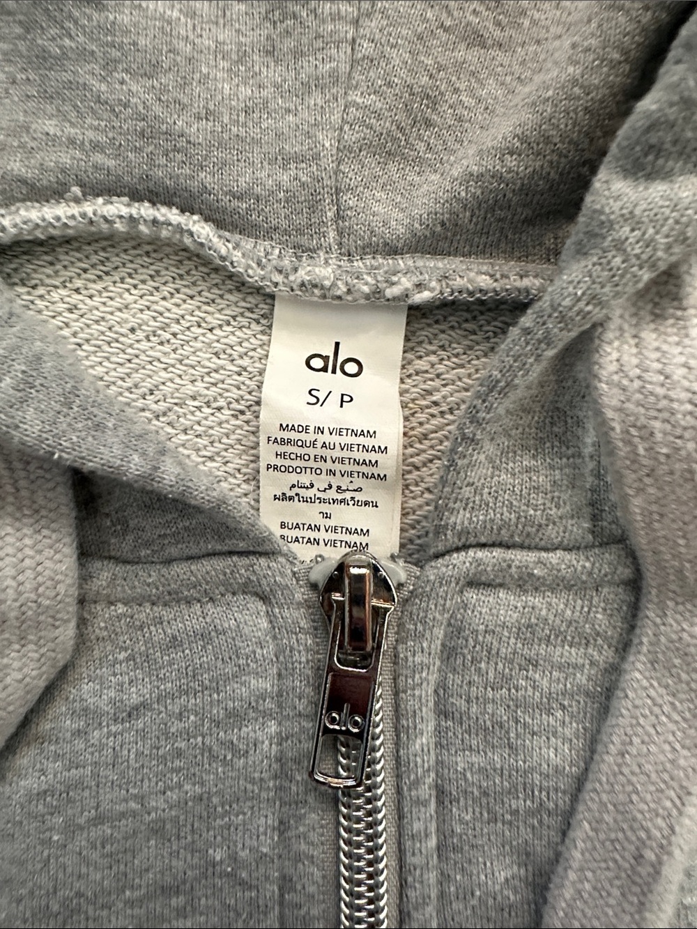 ALO Yoga Light Gray Cropped Zip Hoodie - Picture 3 of 4
